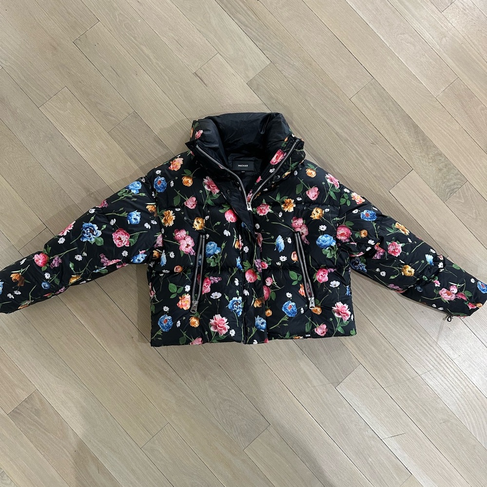 Mackage Black Floral Puffer Jacket